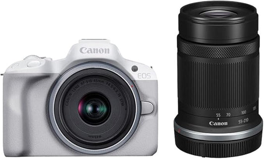 Canon Mirrorless Camera EOS R50 Double Zoom Lens Kit (RF-S18-45+RF-S55-210) White/APS-C/Approx. 376g EOSR50WH-WZK