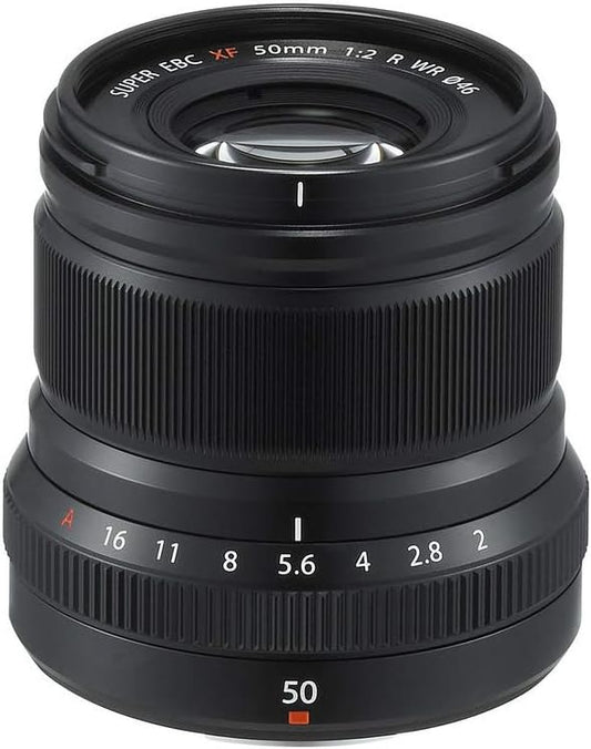 FUJIFILM X Interchangeable Lens Fujinon Prime Telephoto Compact 50mm F2 Dust and Weather Resistant, Low-Temperature Resistant, Aperture Ring, Black F XF50MMF2 R WR B