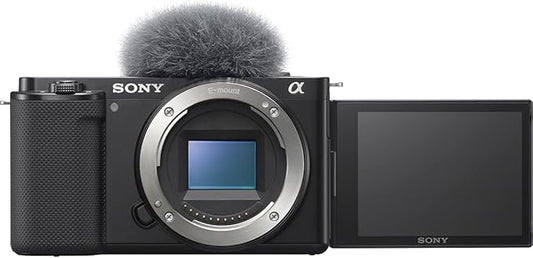 SONY Vlog Camera Interchangeable Lens VLOGCAM APS-C Mirrorless Camera ZV-E10 Body (Lens Not Included) with Windscreen, Black ZV-E10 B