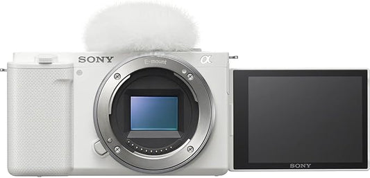 SONY Vlog Camera Interchangeable Lens VLOGCAM APS-C Mirrorless Camera ZV-E10 Body (Lens Not Included) with Windscreen, White ZV-E10 W