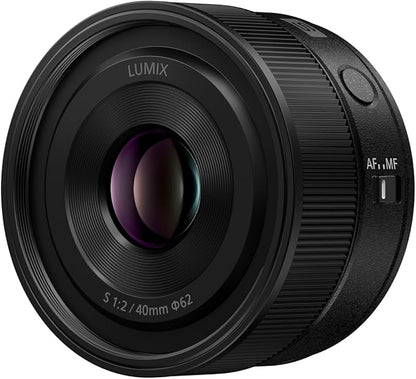 Panasonic Large-Diameter Standard Prime Lens, Compact and Lightweight, for Digital Single-Lens Mirrorless Cameras, S Series Interchangeable Lens, LUMIX 40mm F2.0 Black S-S40-K