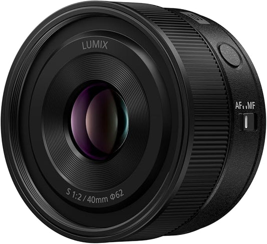 Panasonic Large-Diameter Standard Prime Lens, Compact and Lightweight, for Digital Single-Lens Mirrorless Cameras, S Series Interchangeable Lens, LUMIX 40mm F2.0 Black S-S40-K