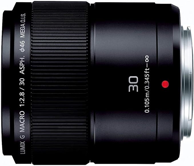 Panasonic LUMIX G MACRO 30mm/ F2.8 ASPH./ MEGA O.I.S. H-HS030 Interchangeable Lens for Micro Four Thirds System, Single Focus Macro Lens, Black