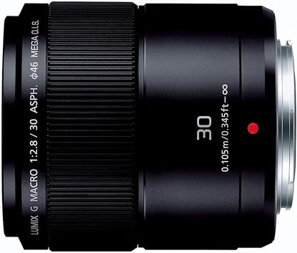Panasonic LUMIX G MACRO 30mm/ F2.8 ASPH./ MEGA O.I.S. H-HS030 Interchangeable Lens for Micro Four Thirds System, Single Focus Macro Lens, Black