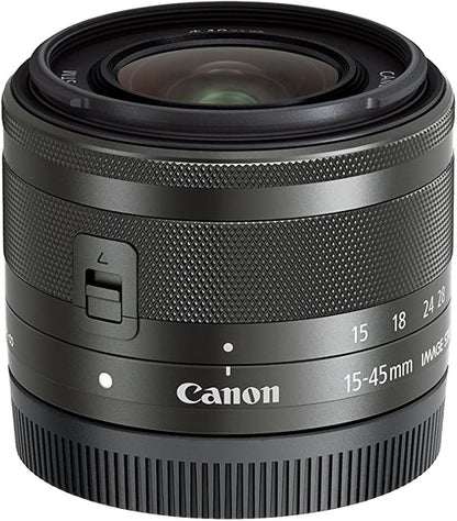 Canon Standard Zoom Lens EF-M15-45mm F3.5-6.3 IS STM (Graphite) for Mirrorless Cameras EF-M15-45ISSTM