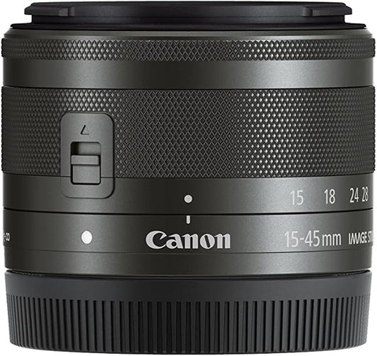 Canon Standard Zoom Lens EF-M15-45mm F3.5-6.3 IS STM (Graphite) for Mirrorless Cameras EF-M15-45ISSTM