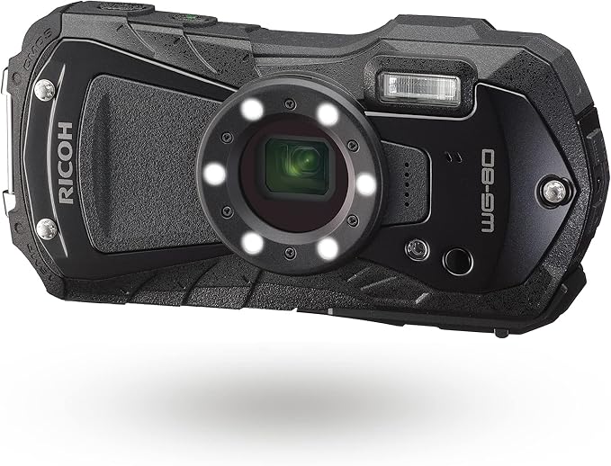 RICOH WG-80 BLACK Ricoh Genuine Waterproof Digital Camera 14m Waterproof (2 hours continuous) 1.6m Shockproof Dustproof -10℃ Cold Resistant Tough Body for Outdoor Use